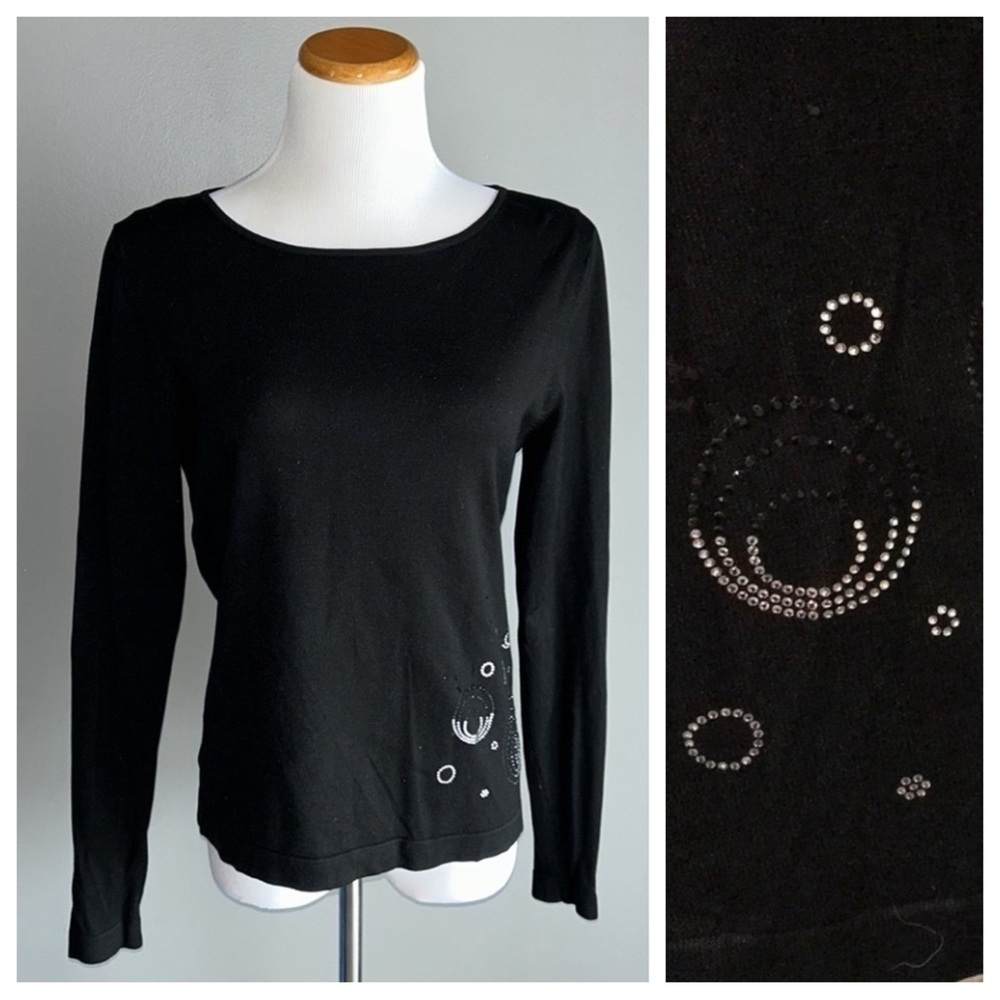 Carlisle Large  Black Silk Top Black & Crystal Like Stones